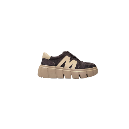 Czekoladowe skórzane sneakersy damskie Vinceza 79561 - 1