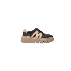 Czekoladowe skórzane sneakersy damskie Vinceza 79561 - 1