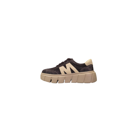 Czekoladowe skórzane sneakersy damskie Vinceza 79561 - 3