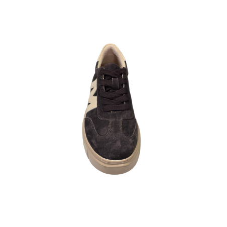 Czekoladowe skórzane sneakersy damskie Vinceza 79561 - 4