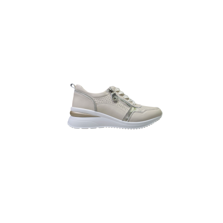 Beżowe skórzane sneakersy damskie Cambell 94311 - 1