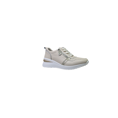 Beżowe skórzane sneakersy damskie Cambell 94311 - 2