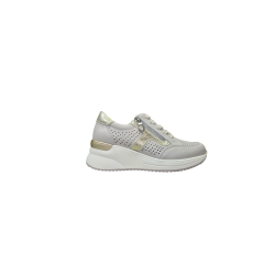 Beżowe skórzane sneakersy damskie na koturnie Vinceza 95403 - 1