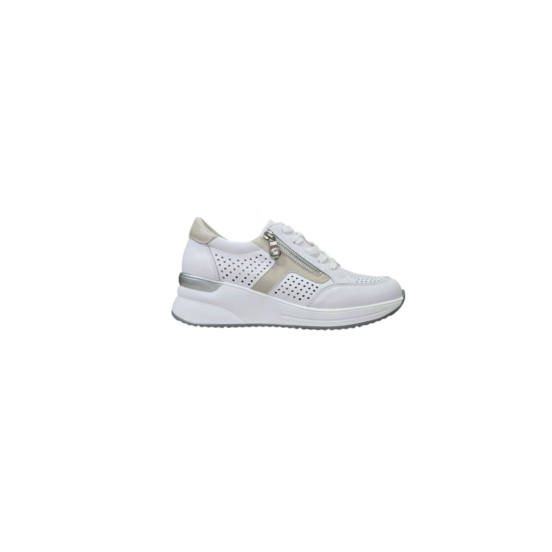 Białe skórzane sneakersy damskie na koturnie Vinceza 95403 - 1