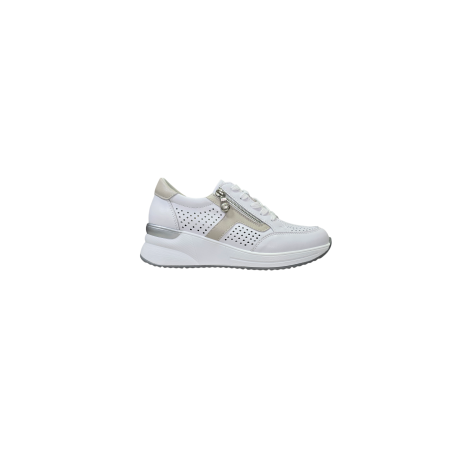 Białe skórzane sneakersy damskie na koturnie Vinceza 95403 - 1
