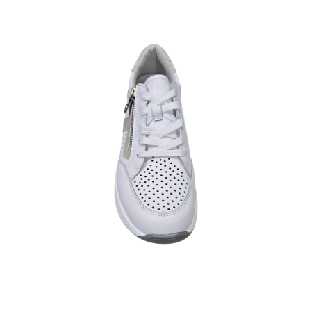 Białe skórzane sneakersy damskie na koturnie Vinceza 95403 - 4