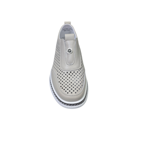 Beżowe skórzane sneakersy damskie Goodin RS2103 - 4