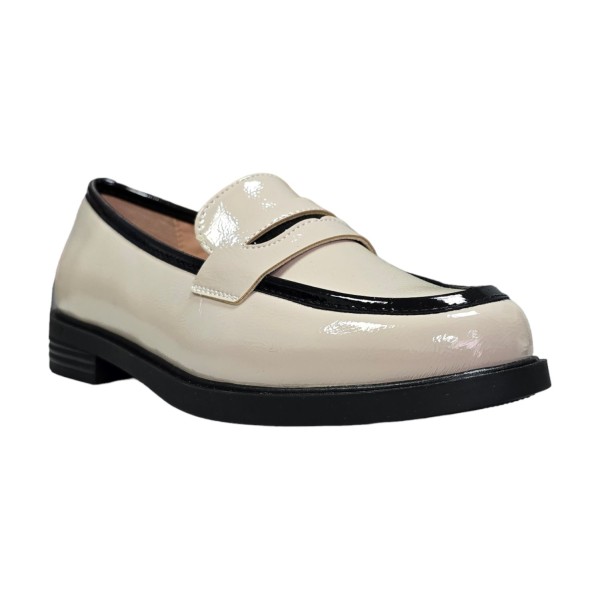 Lakierowane, eleganckie mokasyny damskie Potocki 12442 beżowe - 3