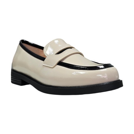 Lakierowane, eleganckie mokasyny damskie Potocki 12442 beżowe - 3