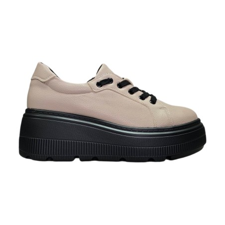 Skórzane sneakersy, półbuty damskie Cambell 19374 Khaki - 4