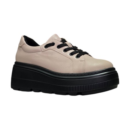 Skórzane sneakersy, półbuty damskie Cambell 19374 Khaki - 5