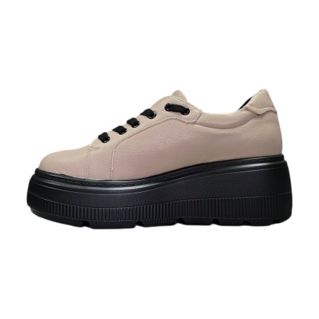 Skórzane sneakersy, półbuty damskie Cambell 19374 Khaki - 6