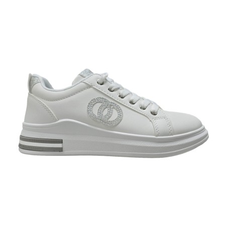 Damskie sneakersy na koturnie biało-srebrne Enplus 2853 - 3