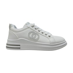 Damskie sneakersy na koturnie biało-srebrne Enplus 2853 - 3