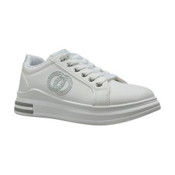 Damskie sneakersy na koturnie biało-srebrne Enplus 2853 - 4