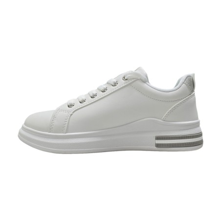 Damskie sneakersy na koturnie biało-srebrne Enplus 2853 - 5