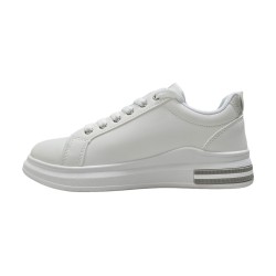 Damskie sneakersy na koturnie biało-srebrne Enplus 2853 - 5