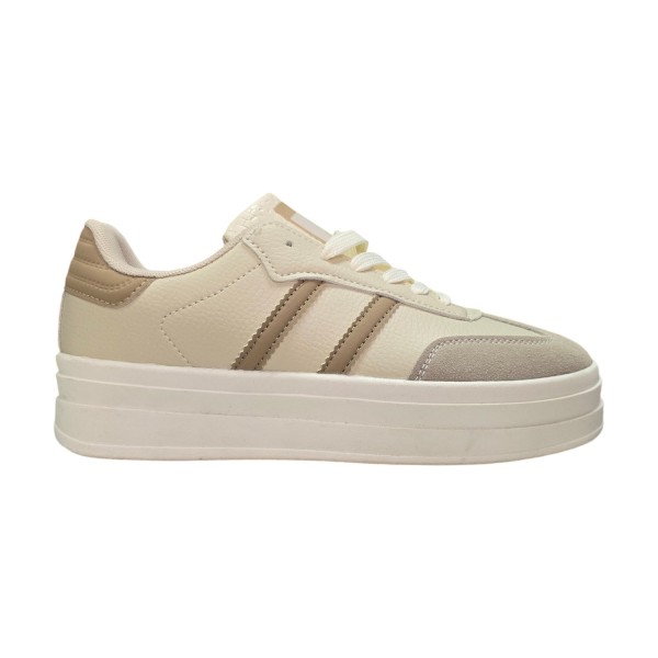 Beżowe sznurowane sneakersy, adidasy damskie Skotnicki 5081 - 1