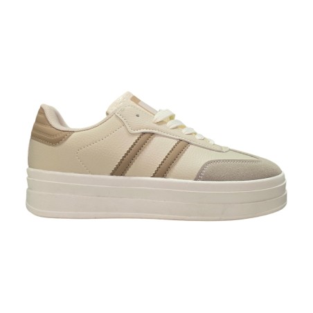Beżowe sznurowane sneakersy, adidasy damskie Skotnicki 5081 - 1