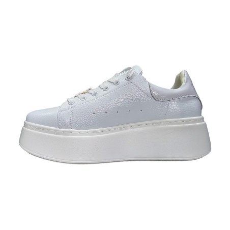 Damskie, skórzane sneakersy na platformie z misiem Vinceza 66641 białe - 4