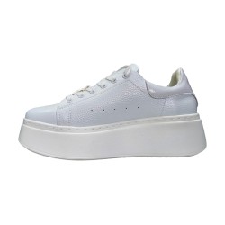 Damskie, skórzane sneakersy na platformie z misiem Vinceza 66641 białe - 4