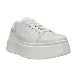 Damskie, skórzane sneakersy na platformie z misiem Vinceza 66641 białe - 5