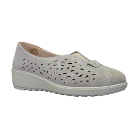 Ażurowe półbuty damskie Potocki 90341 khaki - 4