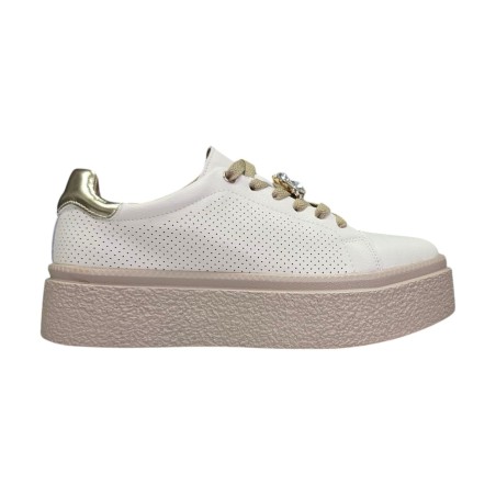 Sportowe skórzane sneakersy damskie na platformie Goodin FT117 beżowe - 6