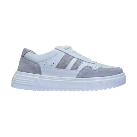 Skórzane sneakersy, półbuty sportowe damskie Goodin LX1041 biało-szare - 3