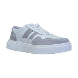 Skórzane sneakersy, półbuty sportowe damskie Goodin LX1041 biało-szare - 4