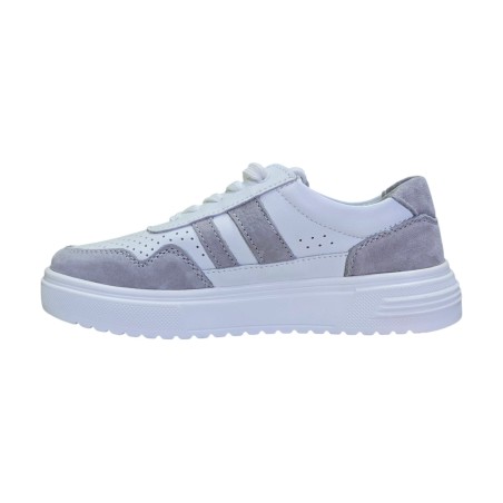 Skórzane sneakersy, półbuty sportowe damskie Goodin LX1041 biało-szare - 5