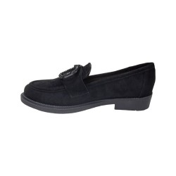 Czarne zamszowe lordsy, mokasyny damskie Seastar T553P - 4