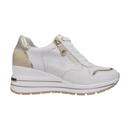 Skórzane białe sneakersy, półbuty damskie na koturnie Goodin WL72 - 2
