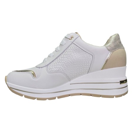 Skórzane białe sneakersy, półbuty damskie na koturnie Goodin WL72 - 4