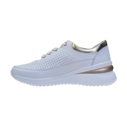 Skórzane, ażurowe sneakersy damskie Goodin XF174 białe - 4