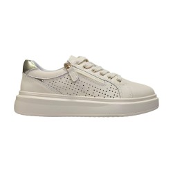 Beżowe skórzane półbuty, sneakersy damskie Goodin XF184 - 4