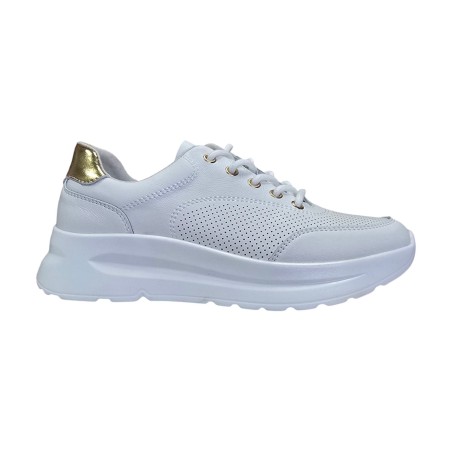 Skórzane, ażurowe sneakersy damskie Goodin XF187 białe - 3