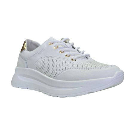 Skórzane, ażurowe sneakersy damskie Goodin XF187 białe - 4
