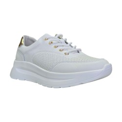 Skórzane, ażurowe sneakersy damskie Goodin XF187 białe - 4