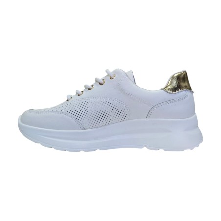 Skórzane, ażurowe sneakersy damskie Goodin XF187 białe - 5