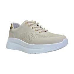 Skórzane, ażurowe sneakersy damskie Goodin XF187 beżowe - 4