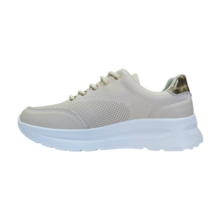 Skórzane, ażurowe sneakersy damskie Goodin XF187 beżowe - 5