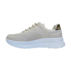 Skórzane, ażurowe sneakersy damskie Goodin XF187 beżowe - 5