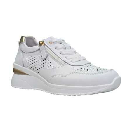 Białe skórzane, ażurowe sportowe półbuty, sneakersy damskie Goodin XF198 - 3