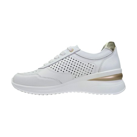 Białe skórzane, ażurowe sportowe półbuty, sneakersy damskie Goodin XF198 - 4
