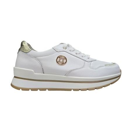 Biało-zlote sneakersy damskie ze skóry naturalnej Goodin XF64A - 2