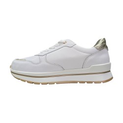 Biało-zlote sneakersy damskie ze skóry naturalnej Goodin XF64A - 4