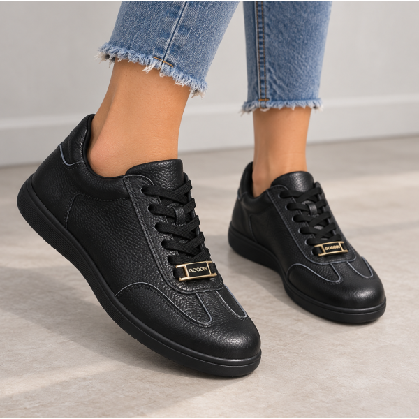 Czarne półbuty, sneakersy damskie Goodin XW1116 - 1