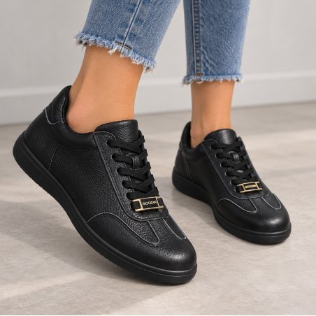 Czarne półbuty, sneakersy damskie Goodin XW1116 - 1