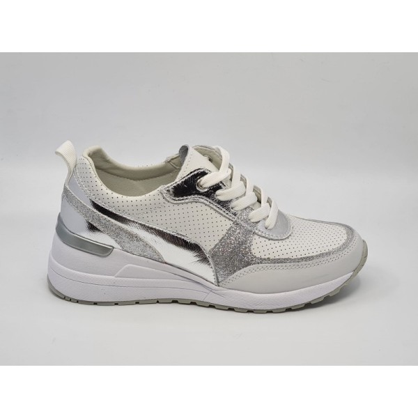 Białe skórzane sneakersy, półbuty damskie Goodin FT85 - 1